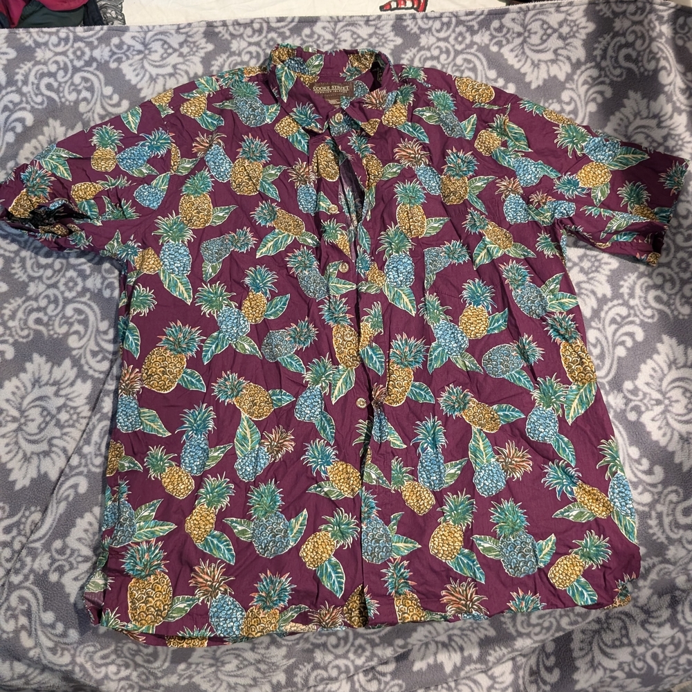 Men's Casual Button Down Shirt - Pineapple Print